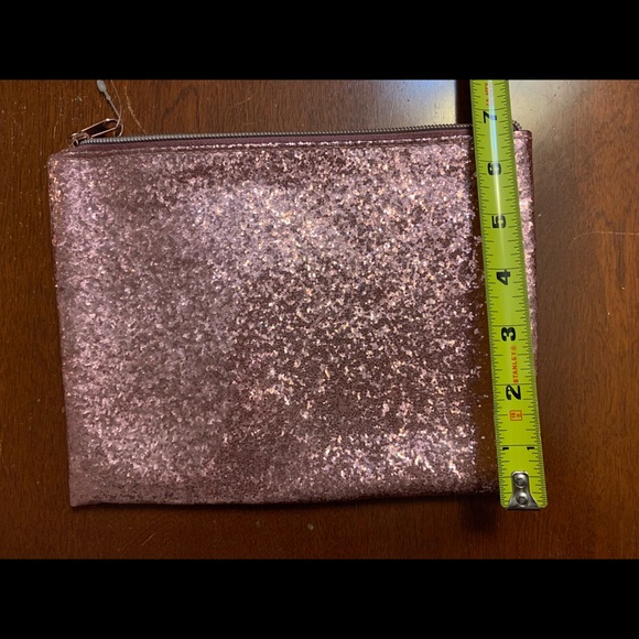 Pink glitter makeup bag plastic clutch N(without)T - Picture 4 of 6